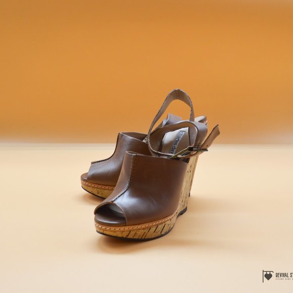 Charles David Niche Peep-toe Wedge Shoes Size 5 - Picture 4 of 5